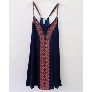 Navy blue embroidered sundress